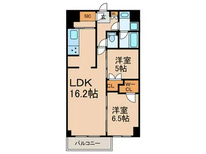 ザケンジントンレンジデンスときわ台(2LDK/3階)の間取り写真