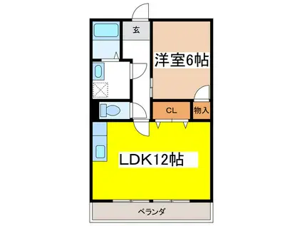 アメニティーヒルズこいわい(1LDK/2階)の間取り写真