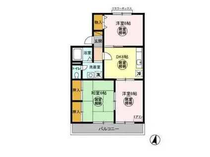 ウェルセッジ請西 II(3DK/1階)の間取り写真