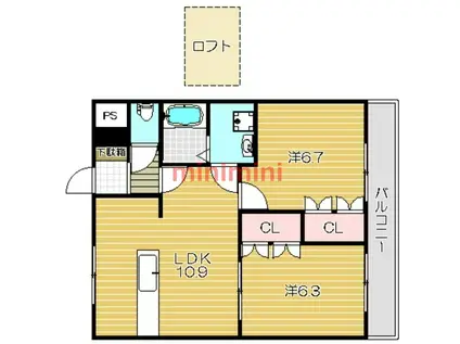 リオグランデ(2LDK/2階)の間取り写真