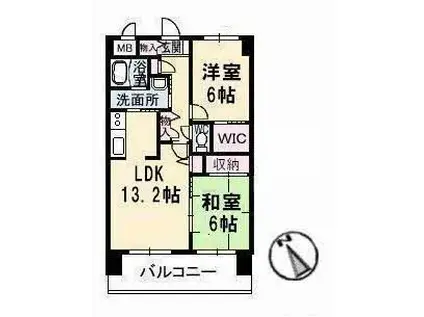 サンルーフパークマンション(2LDK/3階)の間取り写真