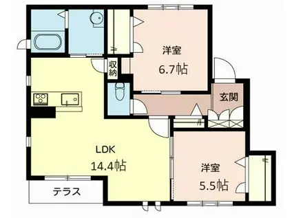 VERDE CASA 神戸(2LDK/1階)の間取り写真