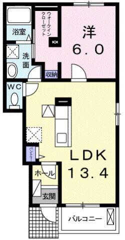 ルミナス名東 II(1LDK/1階)の間取り写真