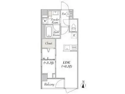 LUMIEC KITASENJU(1LDK/4階)の間取り写真