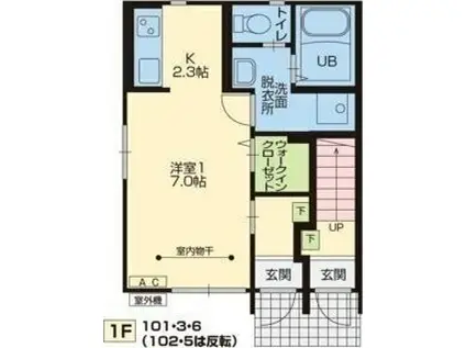 KOSMOSIII(1K/1階)の間取り写真