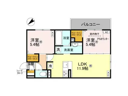 D-ROOM平井(2LDK/2階)の間取り写真