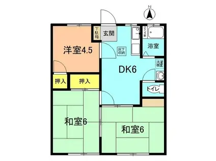 コーポ原(3DK/1階)の間取り写真