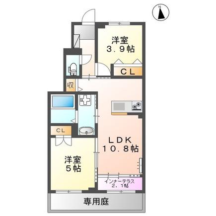 レジデンススクエアIII M&K(2LDK/1階)の間取り写真