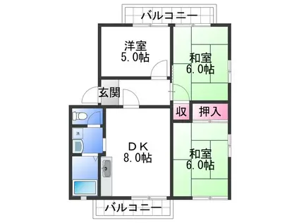 中村ハイツ(3DK/1階)の間取り写真