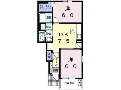ル・ヴァンヴェール B(2DK/1階)の間取り写真
