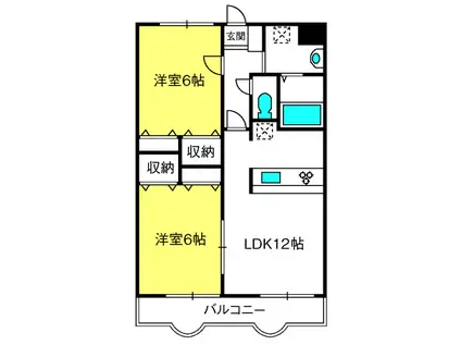 ディアコート参番館(2LDK/4階)の間取り写真
