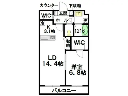 エトピリカ(1LDK/3階)の間取り写真