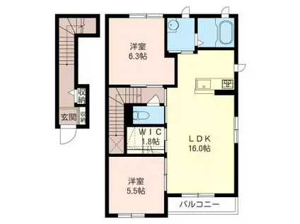 シェソワ(2LDK/2階)の間取り写真