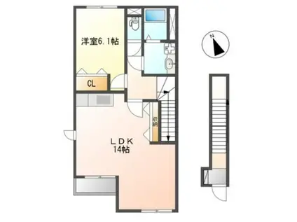 パルティール(1LDK/2階)の間取り写真