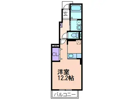 デスパシオD(1K/1階)の間取り写真