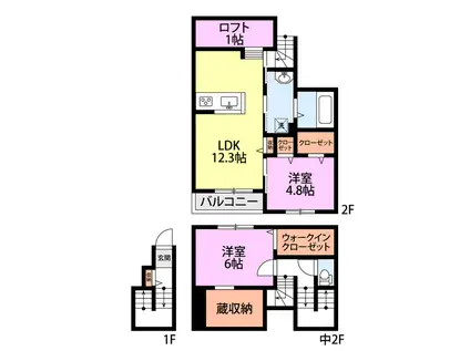 BELL LEAD寺山(2LDK/2階)の間取り写真