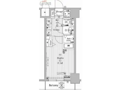 グランド・ガーラ横濱万世町(1K/3階)の間取り写真