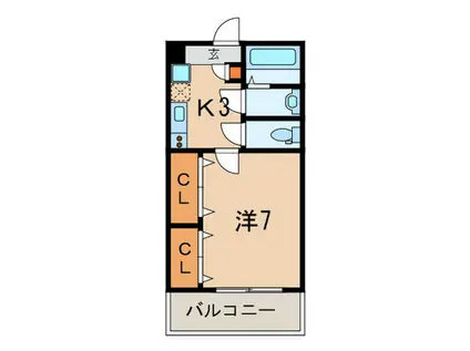 BRICK HOUSE(1K/3階)の間取り写真