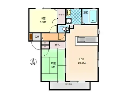 ディアレストスクウェア C棟(2LDK/2階)の間取り写真