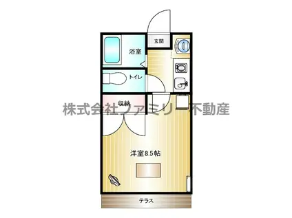 JR常磐線 水戸駅 バス乗車時間:25分 最寄りバス停で下車 徒歩3分 2階建 築30年(1K/2階)の間取り写真