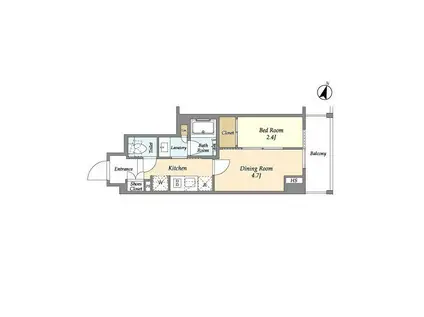 ジオエント山吹神楽坂(1DK/2階)の間取り写真