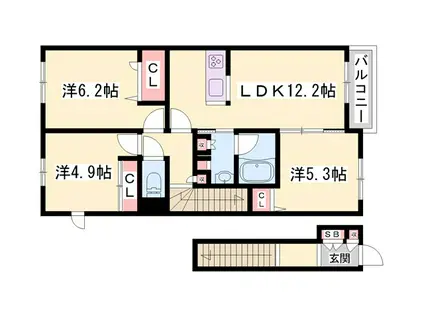 ウィステリアA(3LDK/2階)の間取り写真