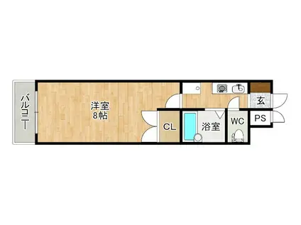 リファレンス片野(1K/8階)の間取り写真