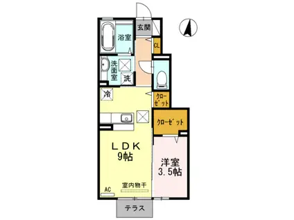 ツ一ムベ一レン(1LDK/1階)の間取り写真