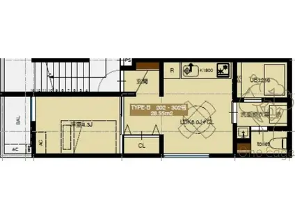 LUXE黒崎町(1LDK/1階)の間取り写真