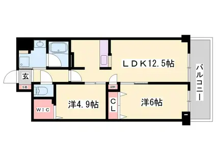 グランリベレ明石(2LDK/8階)の間取り写真