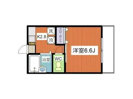 シャンロック愛甲グリーンコート(1K/2階)の間取り写真