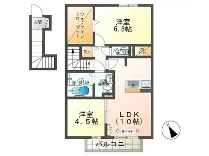 セジュールりんどう D(2LDK/2階)の間取り写真