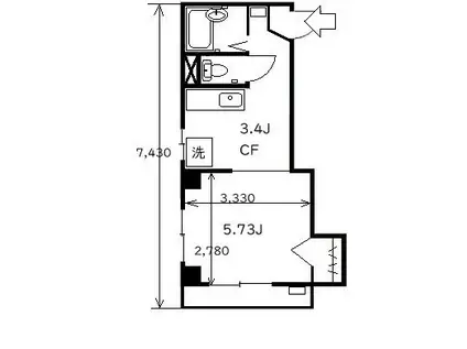 サンハイツ上岡(1K/2階)の間取り写真