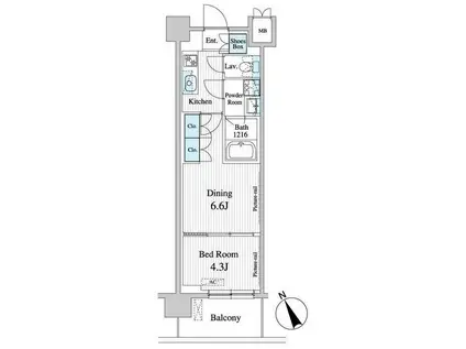 プレノ清澄庭園(1DK/4階)の間取り写真
