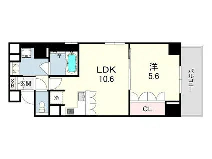 リーガル神戸三宮2(1LDK/12階)の間取り写真