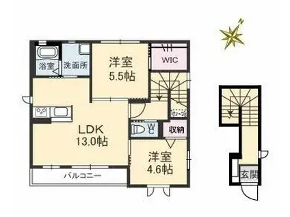メゾンエストマルスD棟(2LDK/2階)の間取り写真