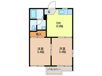 タウニーSAKA A(2DK/2階)の間取り写真