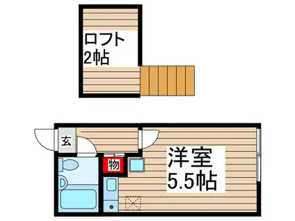コーポ花園(ワンルーム/2階)の間取り写真