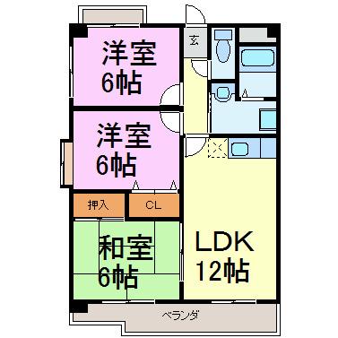 カサフェリスIII(3LDK/2階)の間取り写真