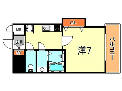 LUXE芦屋南(1K/2階)の間取り写真