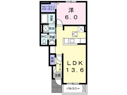 ル・ソレイユ(1LDK/1階)の間取り写真