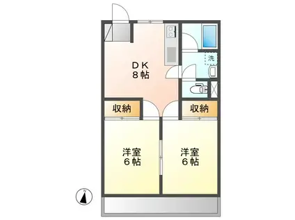 レジデンス一里塚(2DK/2階)の間取り写真