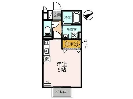 REVEUR(ワンルーム/2階)の間取り写真