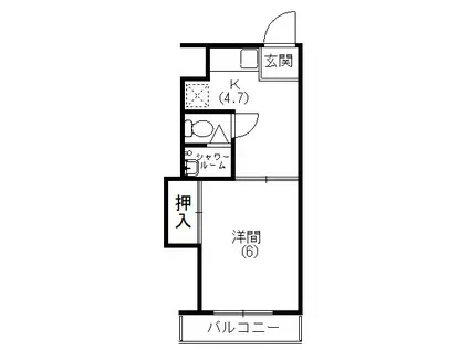 サンリバーハイツ(1K/4階)の間取り写真