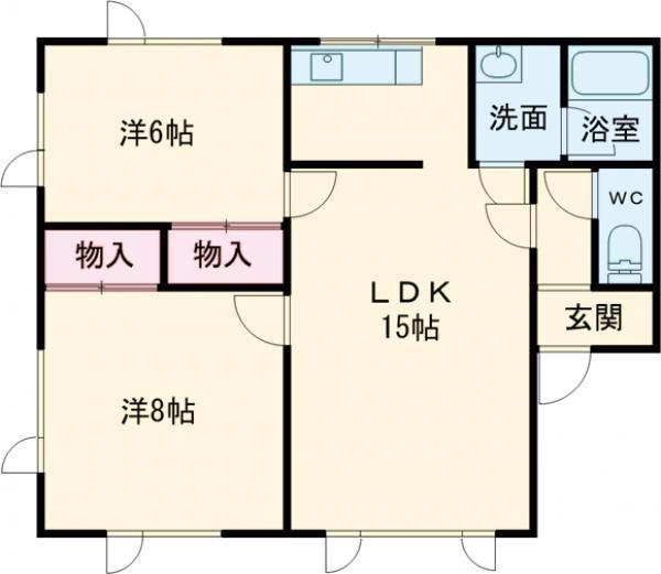 キャッスルリバーかさまつ(2LDK/1階)の間取り写真