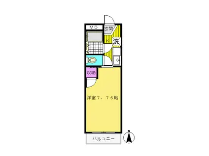 長和島ロイヤルハイツ(1K/3階)の間取り写真