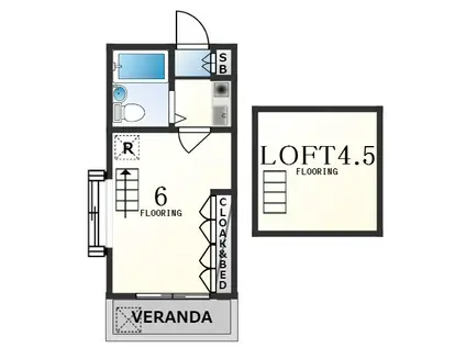 サンハウスタカノ(1K/2階)の間取り写真