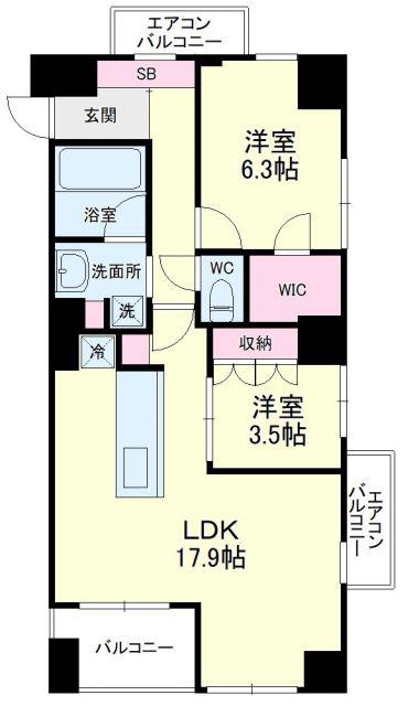 アートフォルム元城(2LDK/3階)の間取り写真