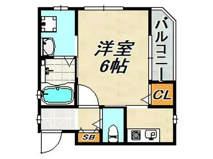 KARIN蓮宮通(1K/2階)の間取り写真