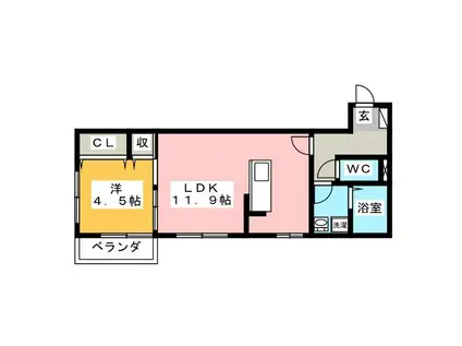 グレースブルック(1LDK/2階)の間取り写真